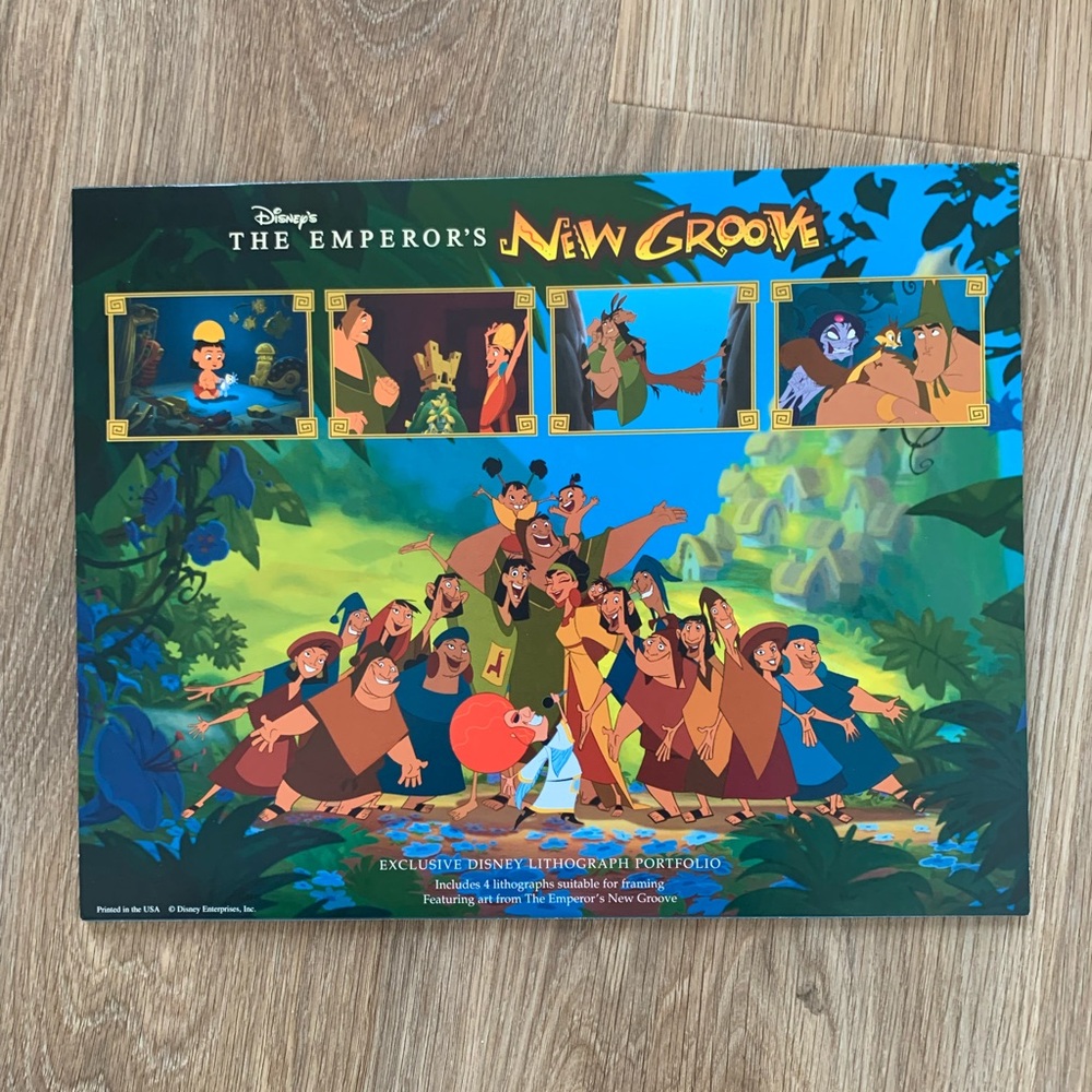 Walt Disney's The Emperor's New Groove Lithograph Portfolio 4 Prints 11x14”